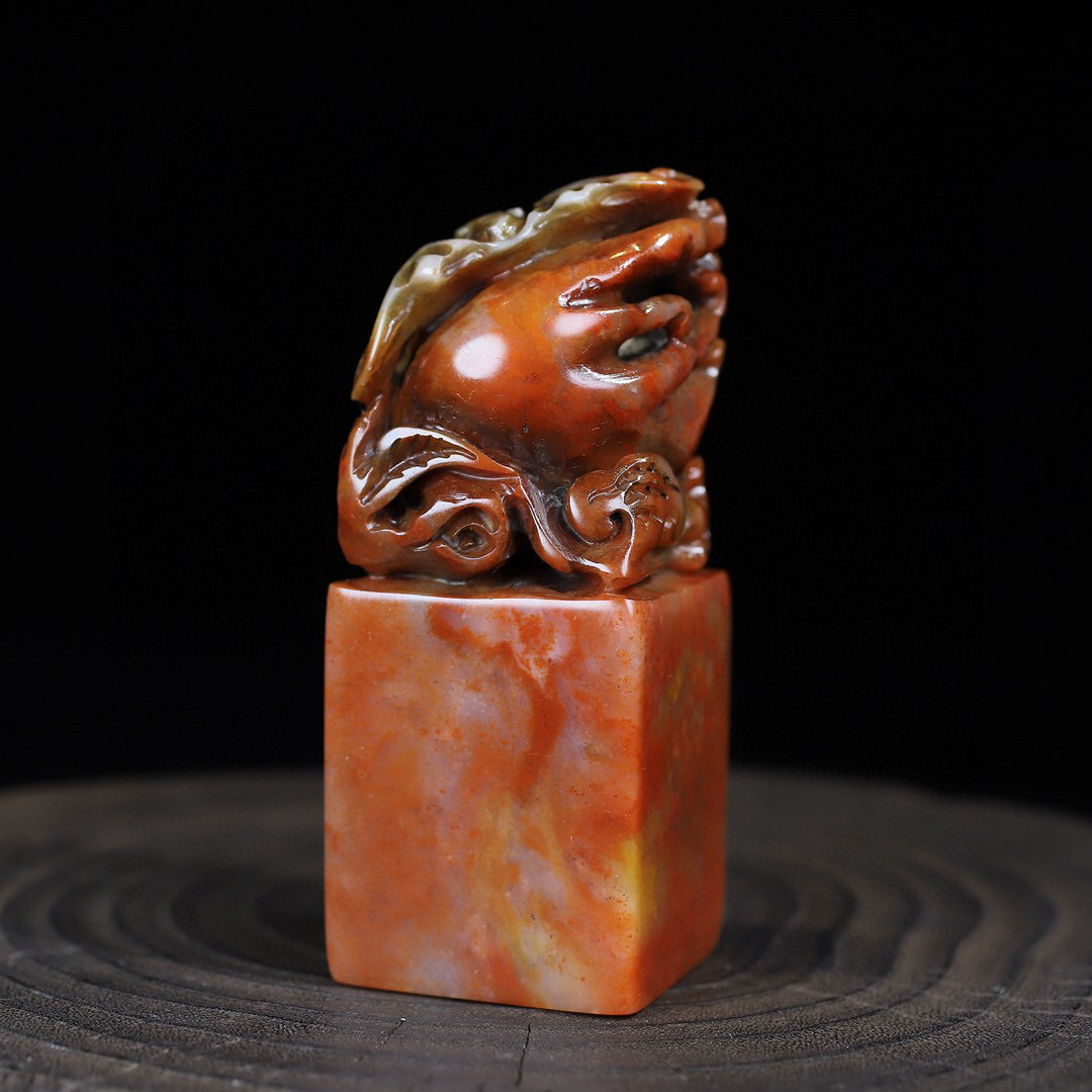 寿山石 芙蓉石 女性像印章 熙載作 乙未年 彫刻立像 古印材 美術収蔵品 蔵友館蔵品・寿山石・芙蓉石・細密彫・雙福臨門印章】・希少珍品・