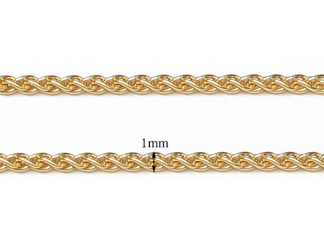 14KGF ネックレス ウィートチェーン 1mm 45cm【1コ販売】 / 14K-228NEK