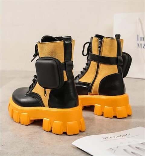  short boots England manner piece .. thickness bottom cool lady's 38 yellow 