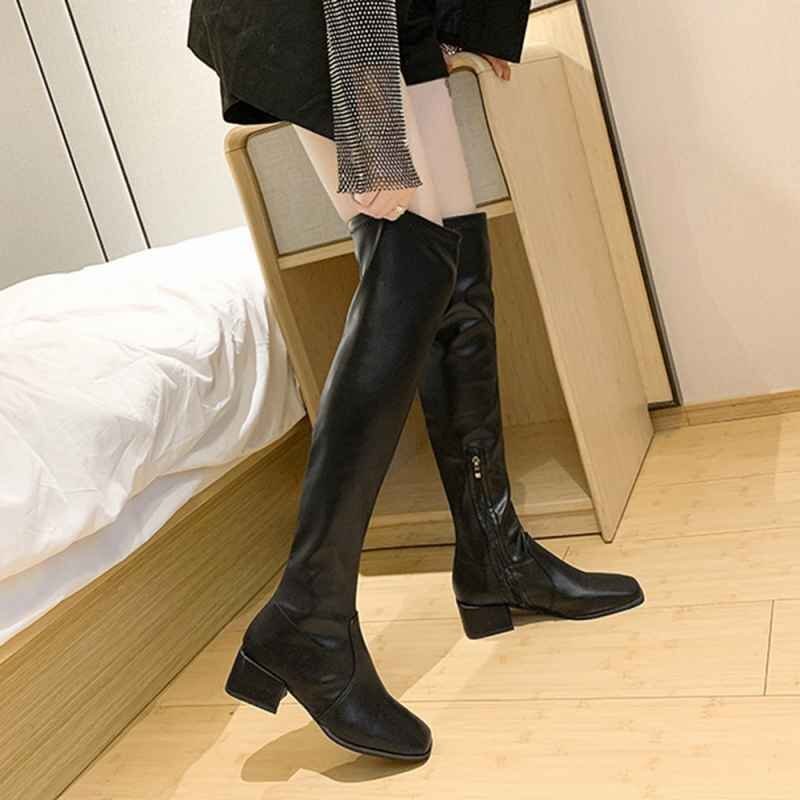  knee high boots square tu beautiful legs boots 24.5cm(39) dark beige ( suede style )