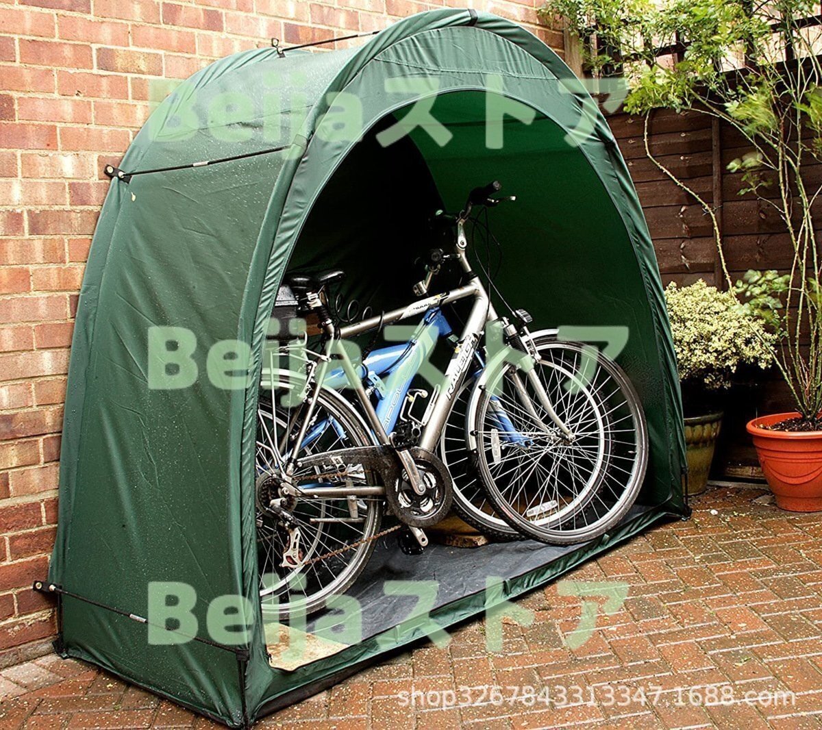 サイクルガレージ サイクルハウス 幅200cm 自転車置き場 物置 ガレージ 屋外 家庭用 自転車 バイク 収納 タイヤ置き場 倉庫 駐車場_画像1