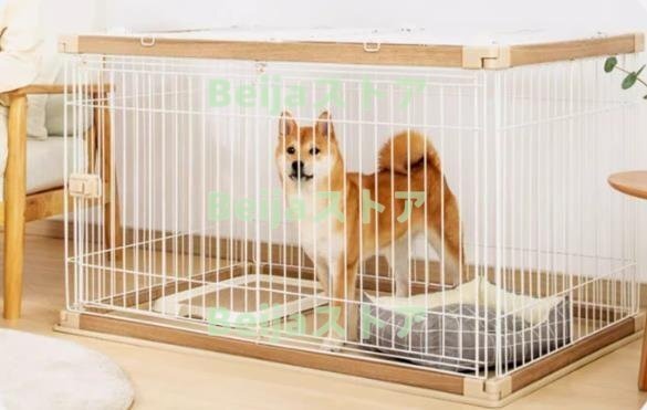 アイリスオーヤマ 犬 サークル ウッディサークル ロータイプ ライトナチュラル 小型犬用 幅97.5×奧行66.5×高さ55.5cm 色: ブラウン