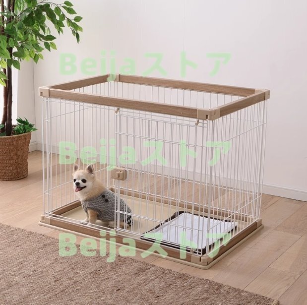 アイリスオーヤマ 犬 サークル ウッディサークル ロータイプ ライトナチュラル 小型犬用 幅97.5×奧行66.5×高さ55.5cm 色: アッシュグレー