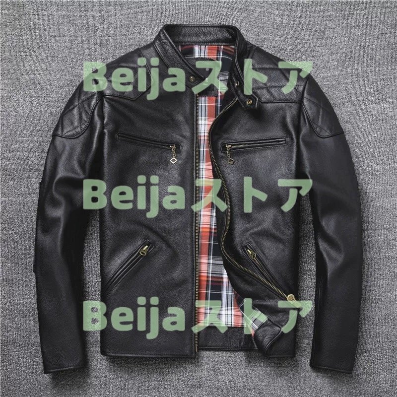 レザージャケット 上品　バイクジャケット　本革 　牛革　秋冬　 ライダースジャケット 　革ジャン