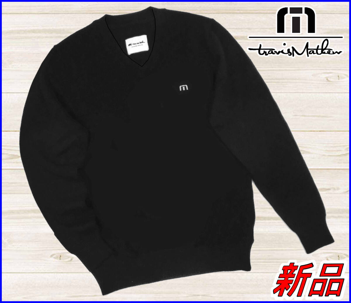 【国内正規品】54%OFF◆トラヴィスマシューゴルフニットTRAVISMATHEW◆定価:35,200円◆カシミヤ100%◆Vネックセーター長袖◆黒ブラックL
