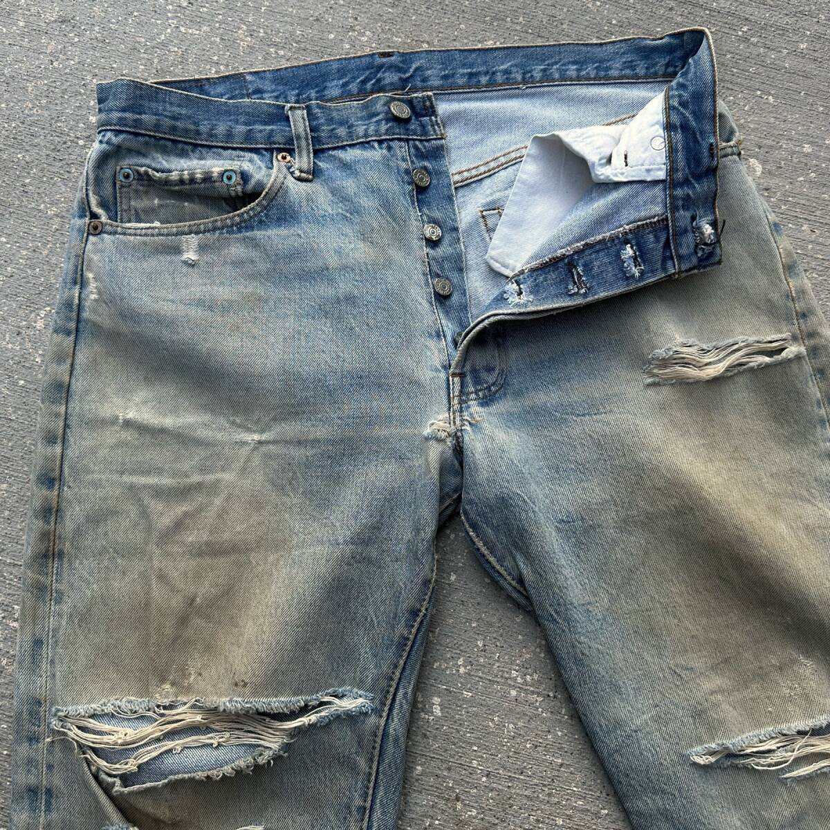 66后期 オリジナル Levi’s 501 W36(W34~W35) L34 80s ビンテージ ボタン里6刻印 耳 ダメージ グランジ セルビッジ ジーンズ デニムパンツ