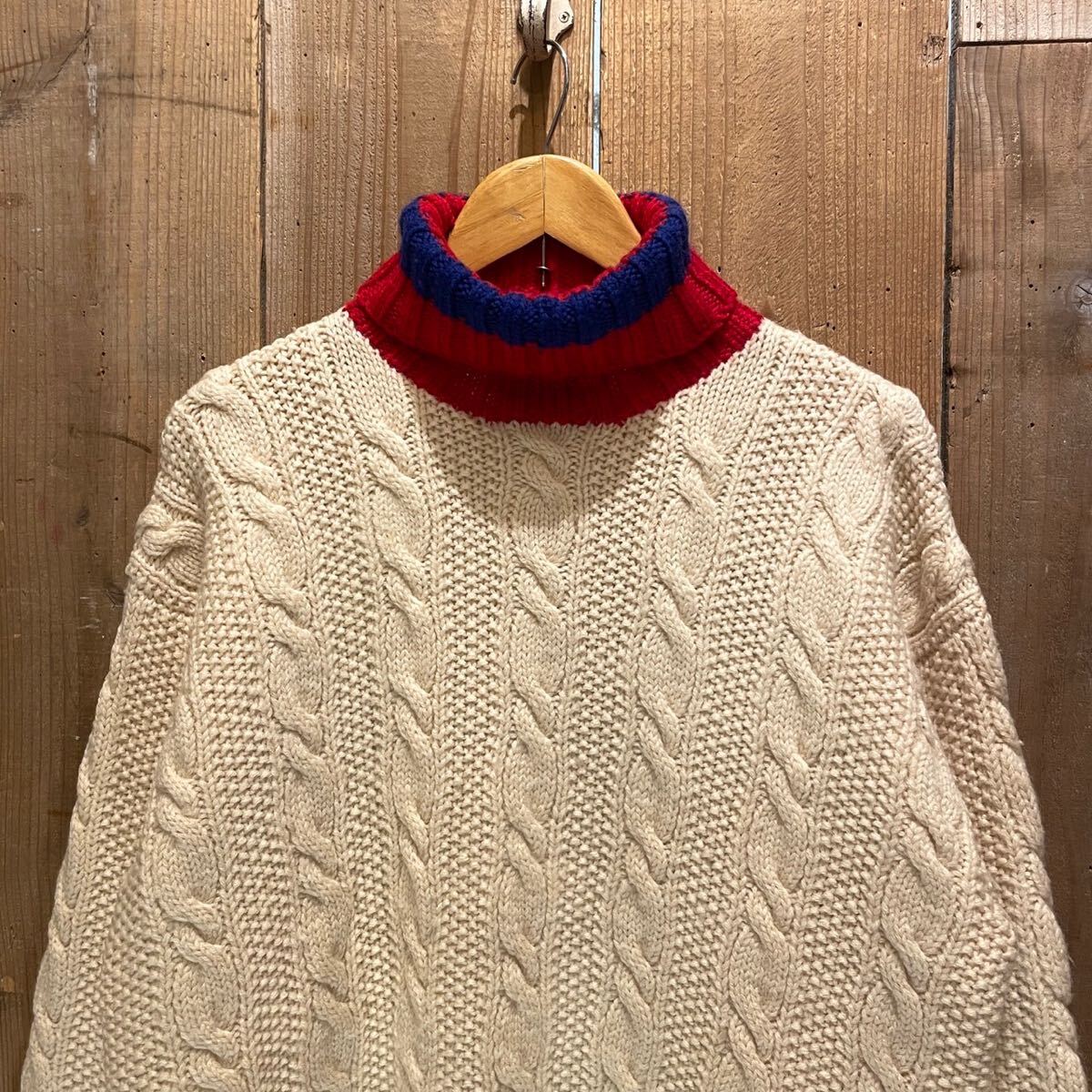 [L]90s Ralph Lauren рука вязаный HANDKNIT Ralph Lauren Vintage Vintage свитер ta-toru шея вязаный Turtle Neck