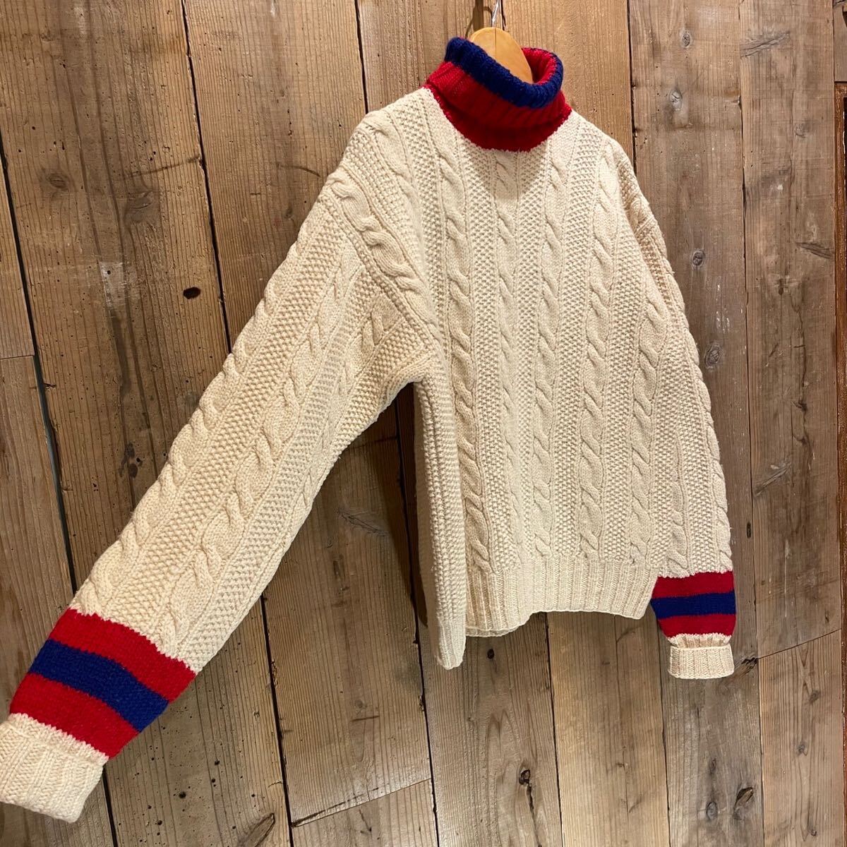 [L]90s Ralph Lauren рука вязаный HANDKNIT Ralph Lauren Vintage Vintage свитер ta-toru шея вязаный Turtle Neck