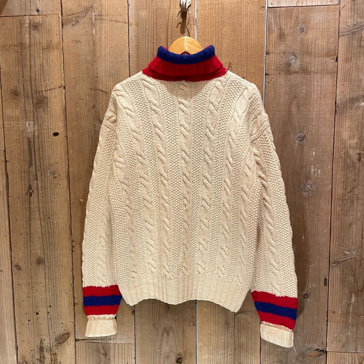 [L]90s Ralph Lauren рука вязаный HANDKNIT Ralph Lauren Vintage Vintage свитер ta-toru шея вязаный Turtle Neck
