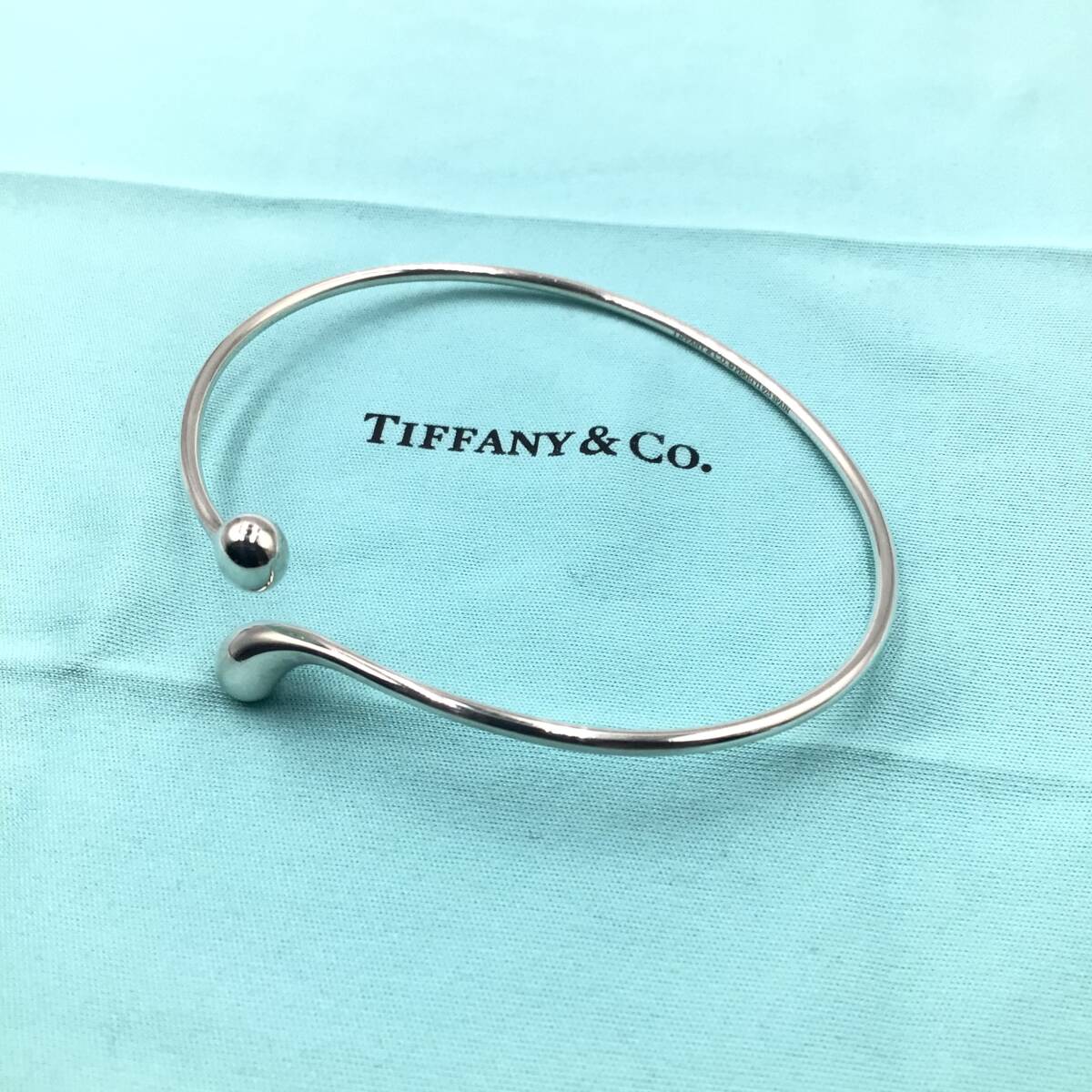 TIFFANY&Co. 　ティファニーダブルティアドロップ　SV925シルバーバングルブレスレット