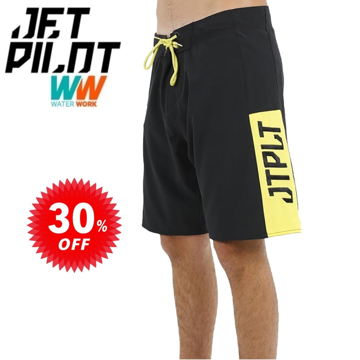 ジェットパイロット JETPILOT ボードパンツ セール 30％オフ 送料無料 RX フレイム メンズ ボードショーツ S19908 ブラック/イエロー 32