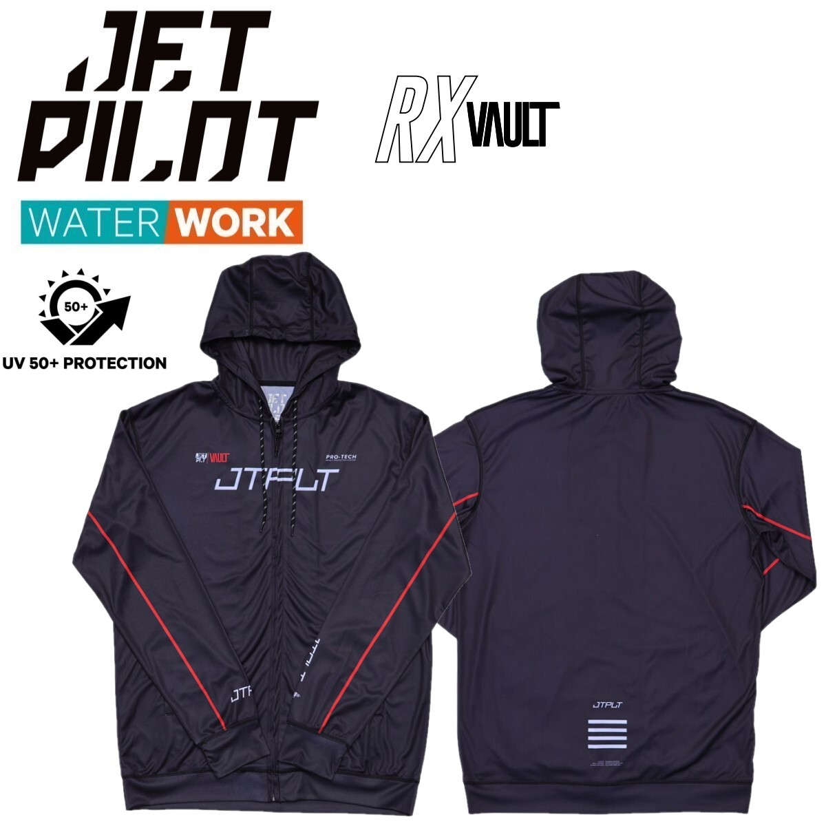 ジェットパイロット JETPILOT 2025 ラッシュガード フード付き 長袖 送料無料 RX ボルト L/S ハイドロ フーディー JA25613 ブラック XL
