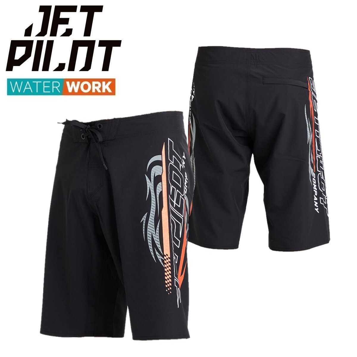 ジェットパイロット JETPILOT 2025 ボードパンツ 送料無料 ベロシティー ボードショーツ W25903 ブラック/オレンジ 28 海パン