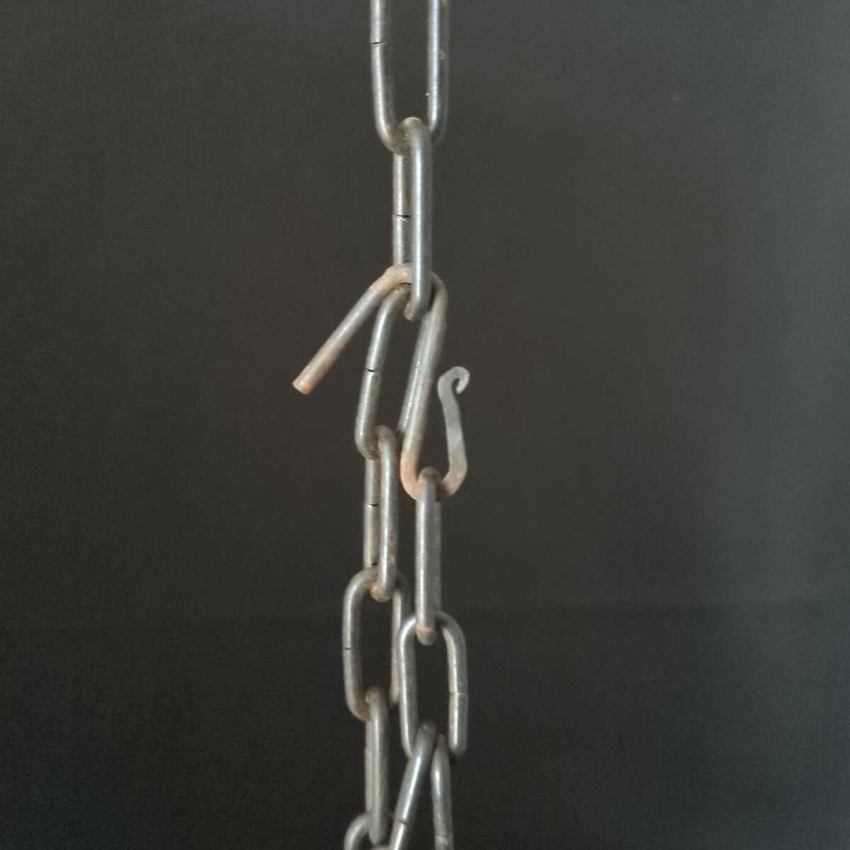 4144 鉄製 花鎖 自在 鎖 フック 時代物 古鉄 茶道具_画像3