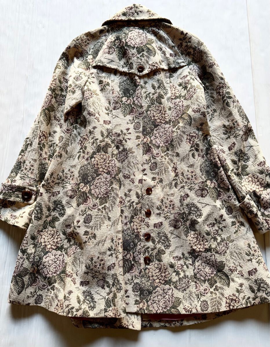 LoisCrayon ロイスクレヨン 総柄 コート フォックスファー付き M