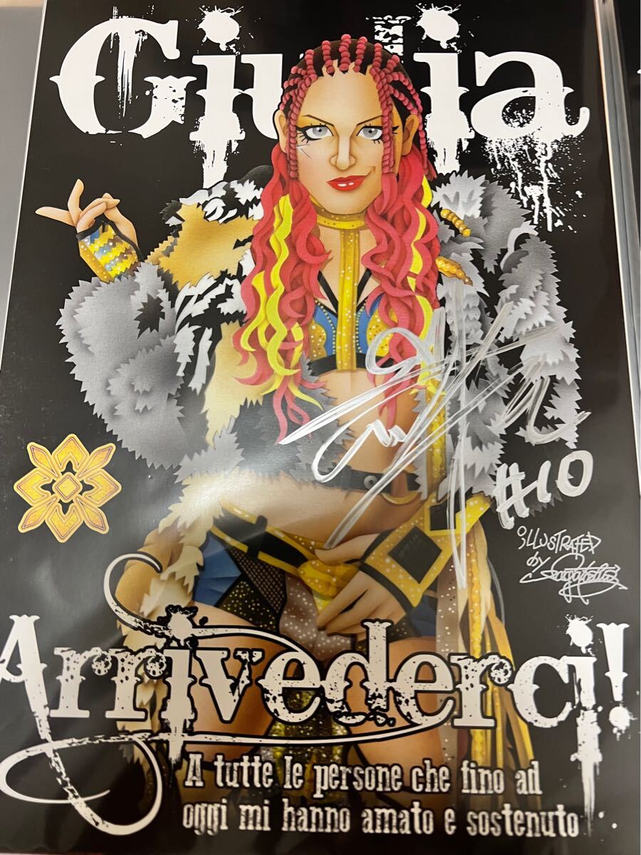 女子プロレス　マリーゴールド　ジュリア　直筆サイン入りイラスト・ポートレート MARIGOLD WWE NXT
