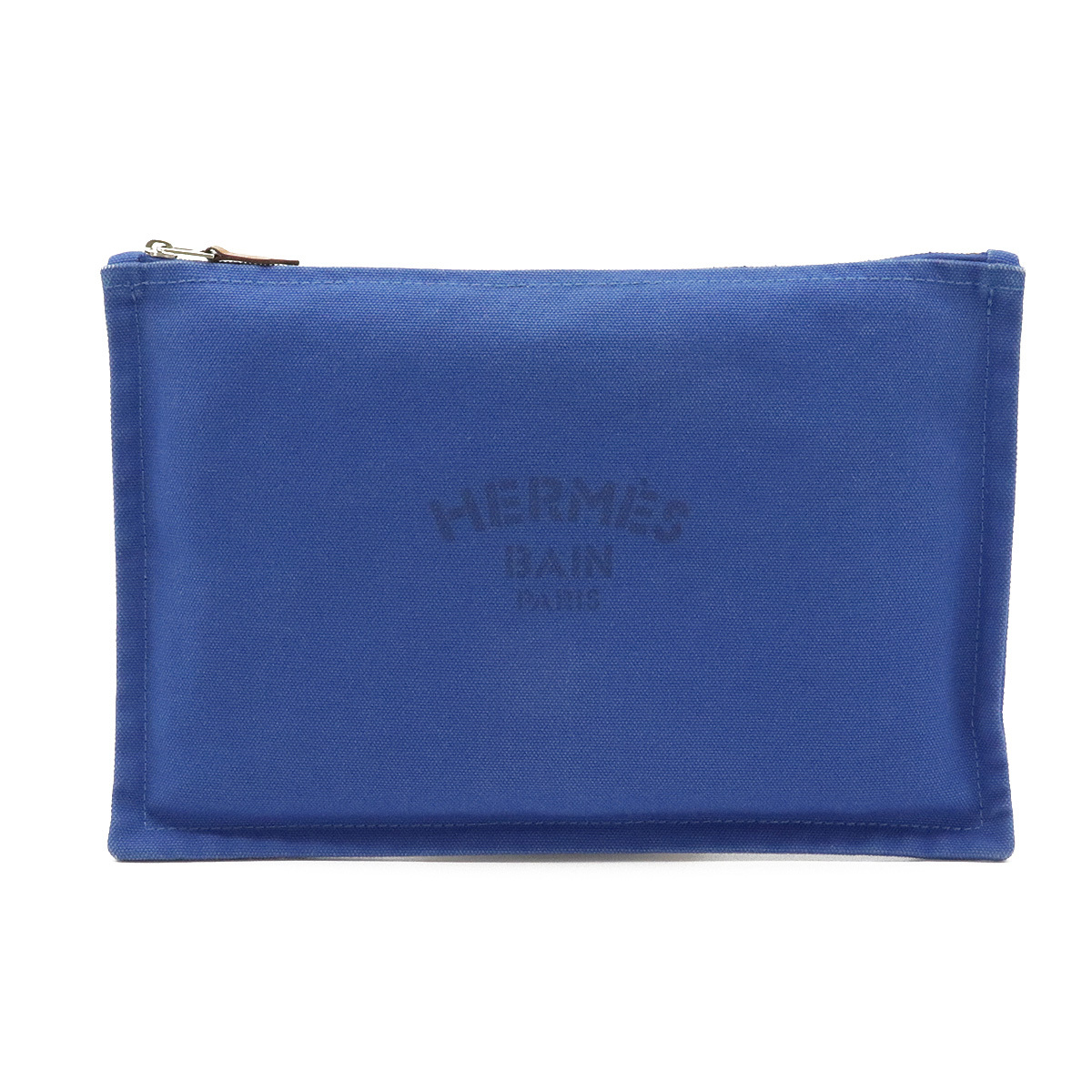HERMES エルメス ヨッティングGM フラットポーチ マルチポーチ クラッチバッグ セカンドバッグ キャンバス レザー ブルー 青