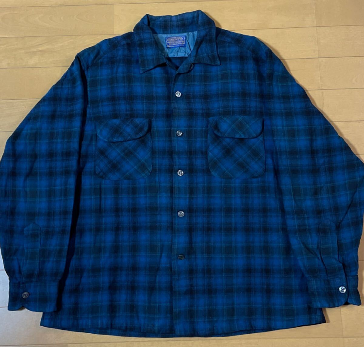 青 黒 pendleton ウール ボードシャツ チェック USA製 青 黒 pendleton ウール ボードシャツ チェック USA製