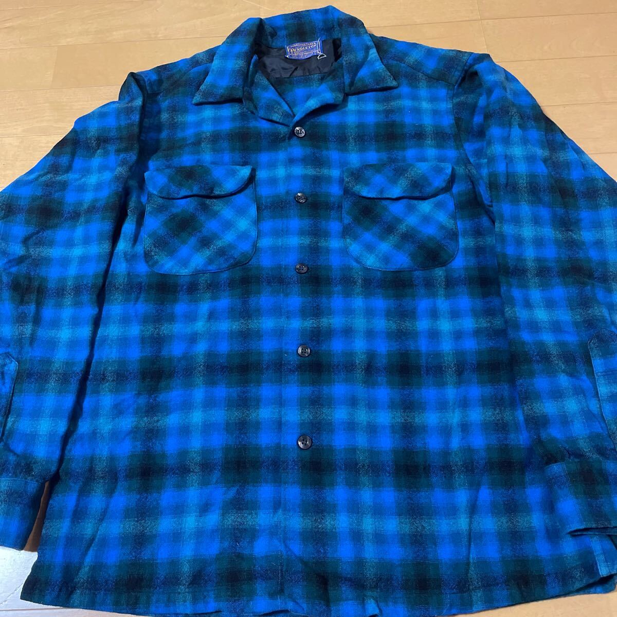 青 緑 黒 pendleton ウール ボードシャツ チェック USA製 青 緑 黒 pendleton ウール ボードシャツ チェック USA製