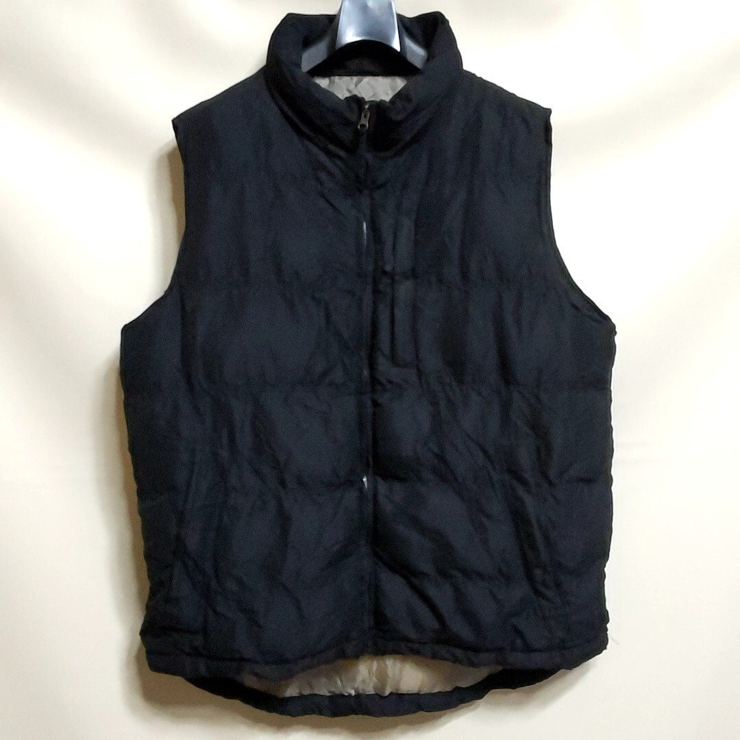 B4 WEATHERPROOF 黒色 ブラック L 中綿 ベスト ジップ カジュアル アウトドア アメカジ アウター ビンテージ アメリカ USA 古着 メンズ