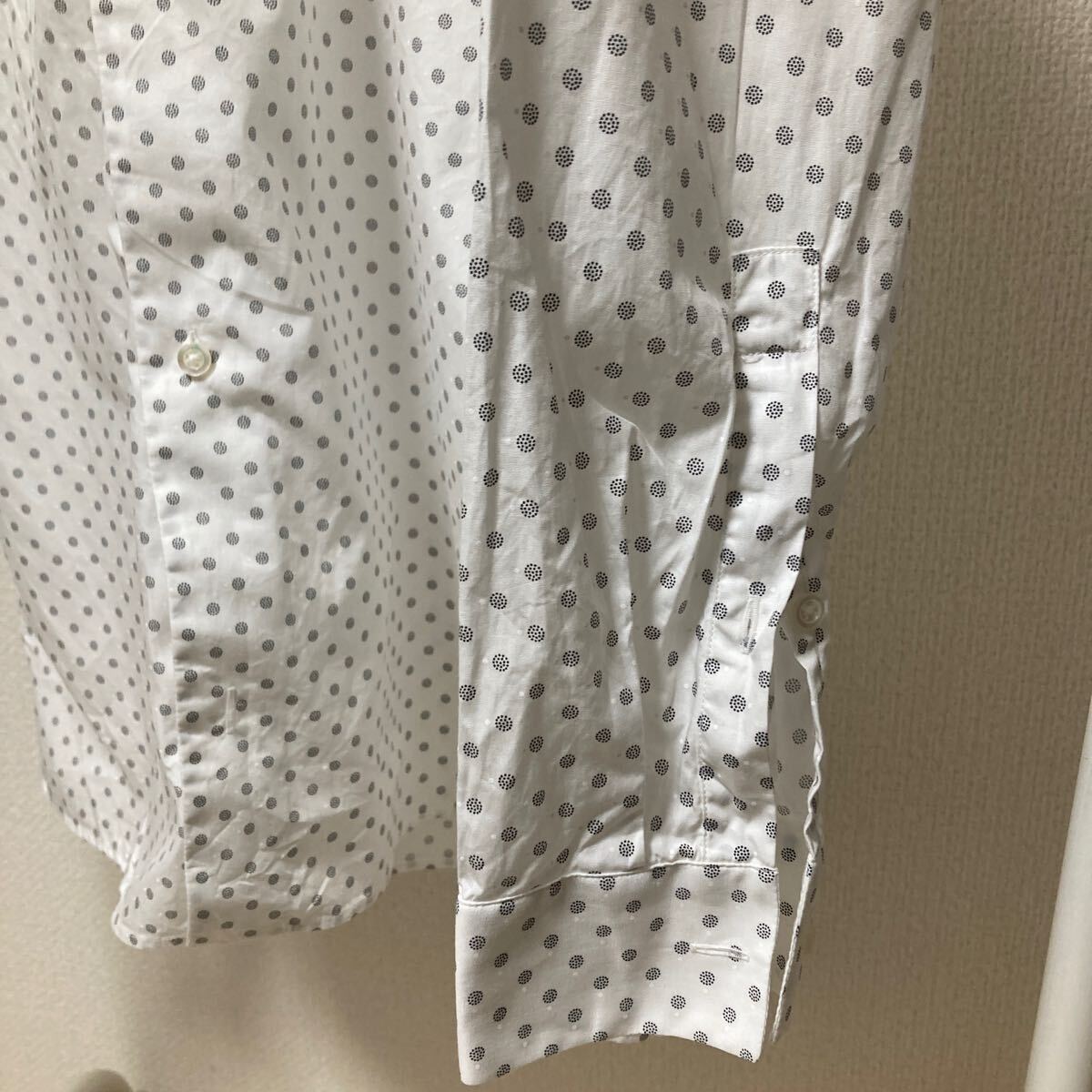 jil sander オープンカラー シャツ S相當 ドット柄 ホワイト コットン