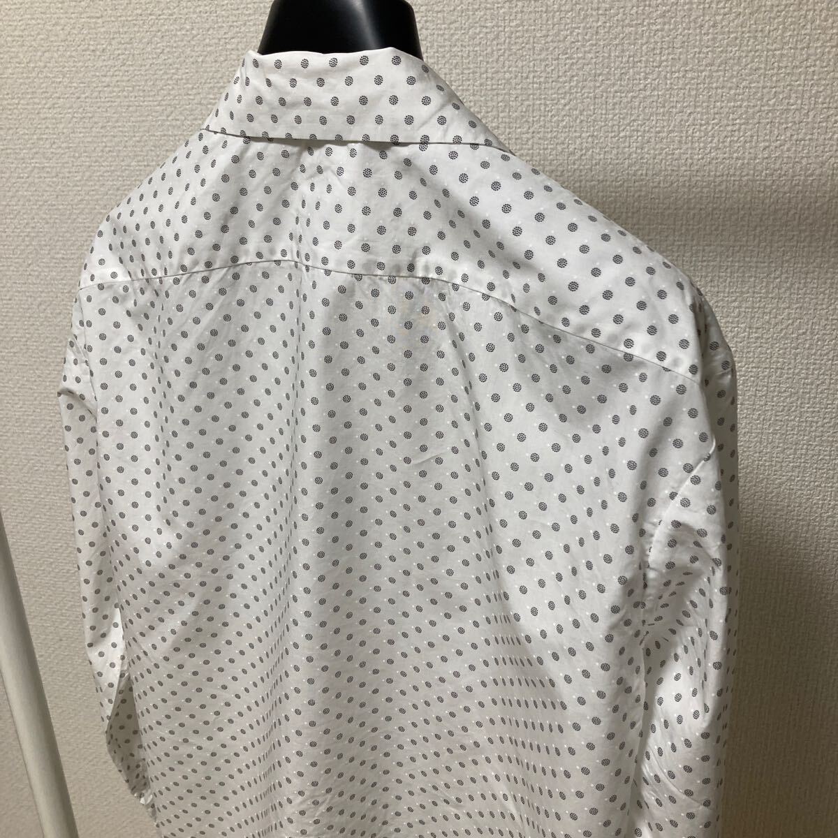 jil sander オープンカラー シャツ S相當 ドット柄 ホワイト コットン