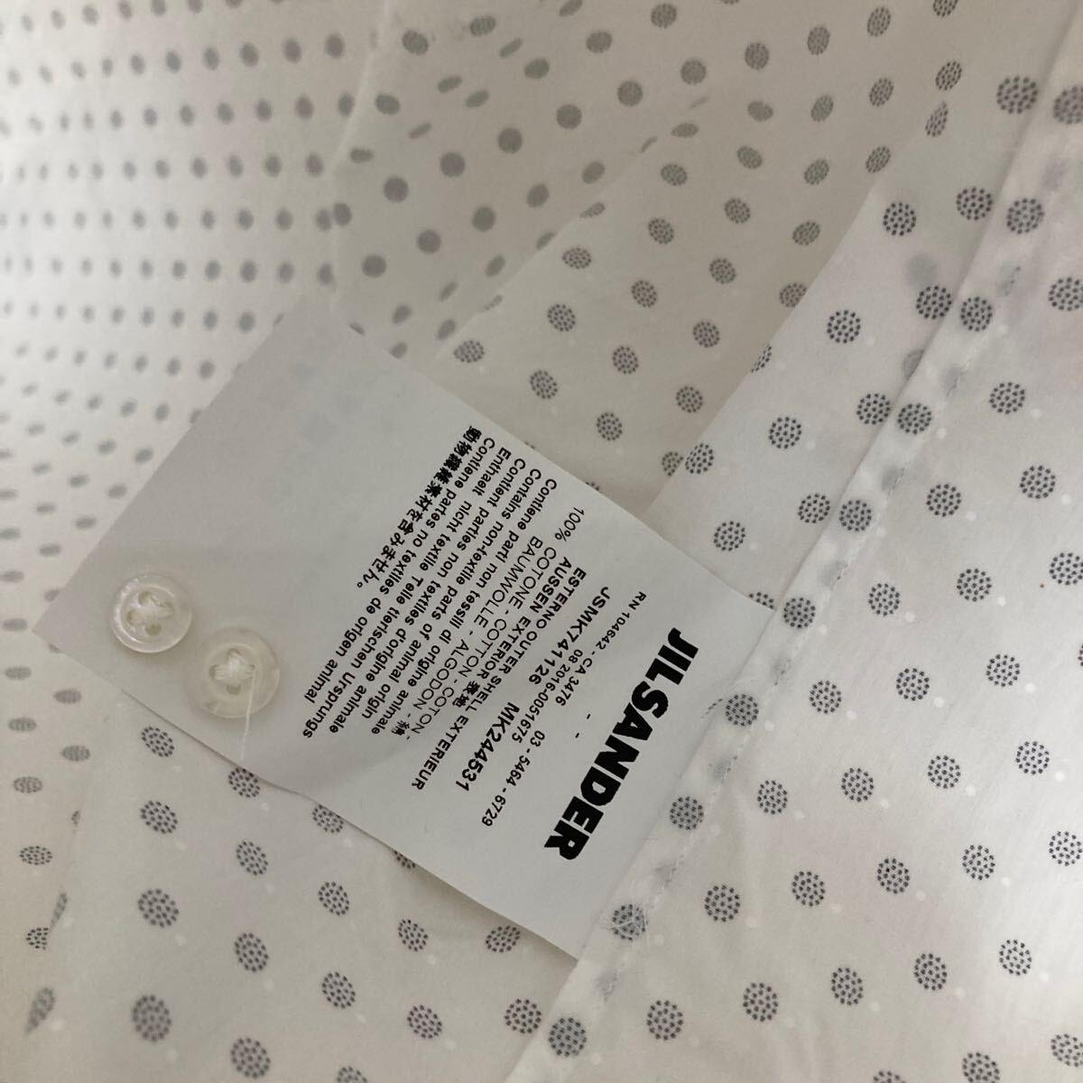 jil sander オープンカラー シャツ S相當 ドット柄 ホワイト コットン