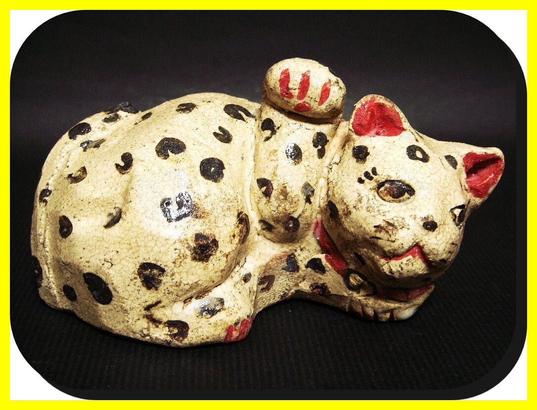 MG》黒織部 唐草文 招き猫 f508⑫ /希少骨董品古美術茶道具 MG》黒織部 唐草文 招き猫 f508⑫ /希少骨董品古美術茶道具
