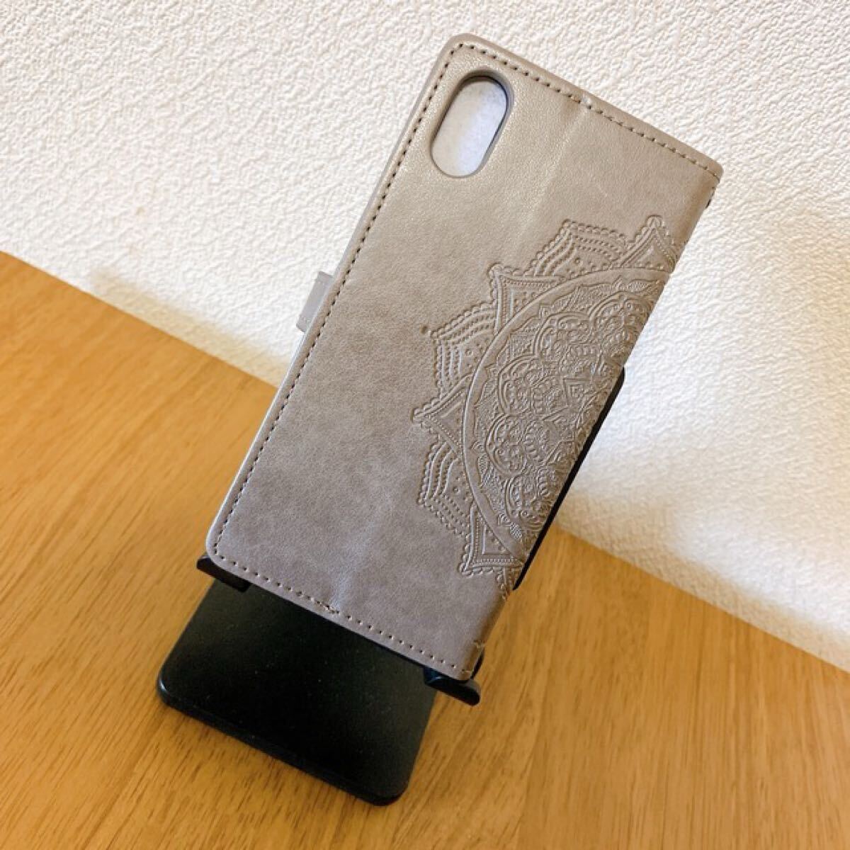  тиснение смартфон кейс блокнот type iPhone X/XS серый 