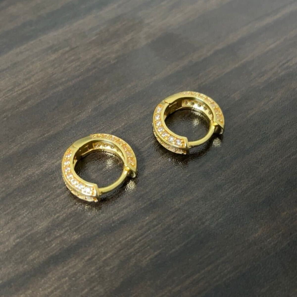 フープピアス キュービックジルコニア CZダイヤモンド ゴールド
