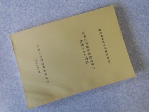 流体の非線形波動現象の数理とその応用　数理解析研究所講究録
