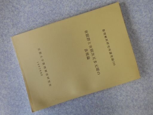 有限群と有限次元多元環の表現論　数理解析研究所講究録799