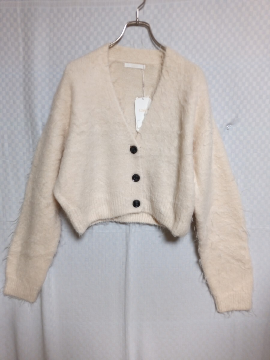 10517　★★　Chico　シャギーショート丈カーディガン　サイズF　定価7700円　新品