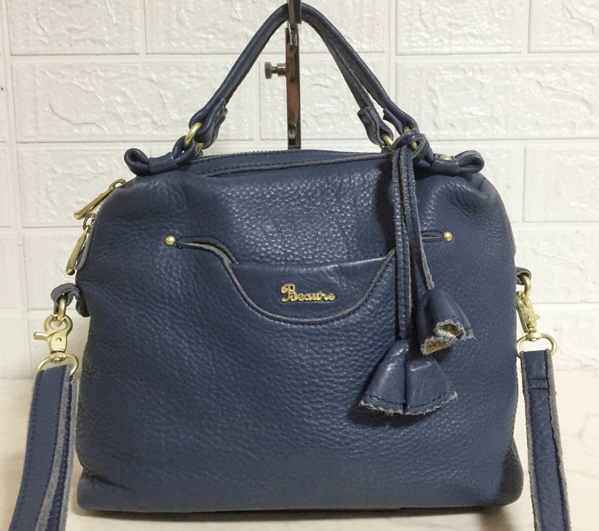 no30951 BEAURE ヴュレ 本革 レザー 2way ショルダー ハンド トート バッグ