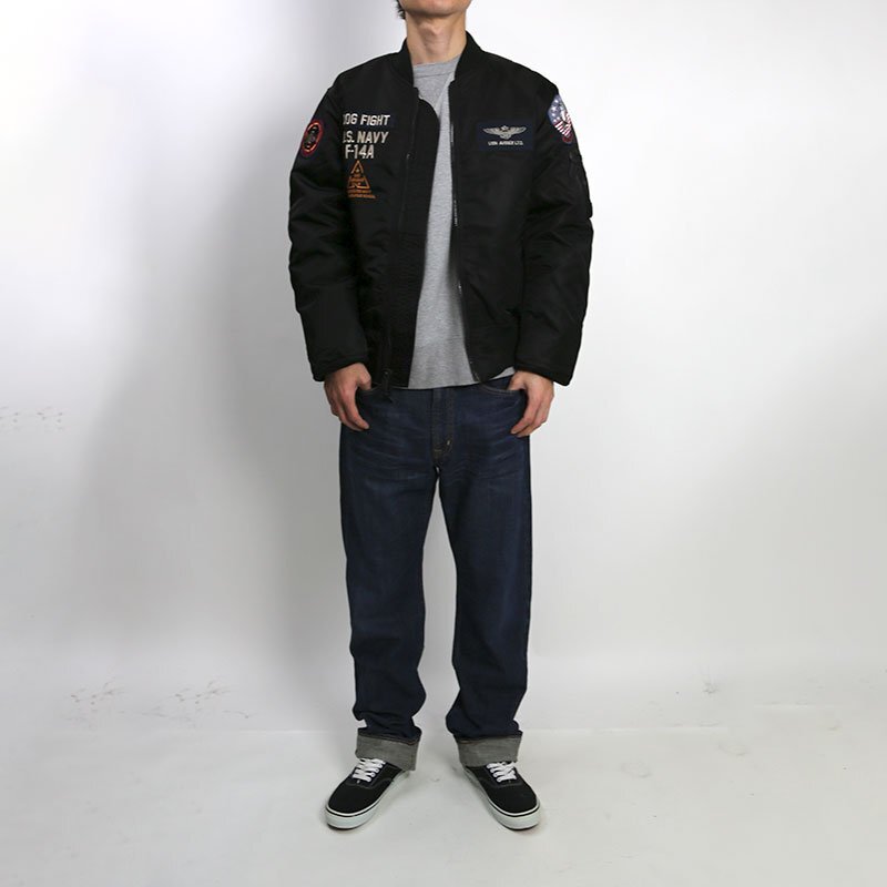 L【未使用】AVIREX アヴィレックス TOMCAT トムキャット MA-1 フライトジャケット メンズ ブラック トップガン 783-3952033_画像3