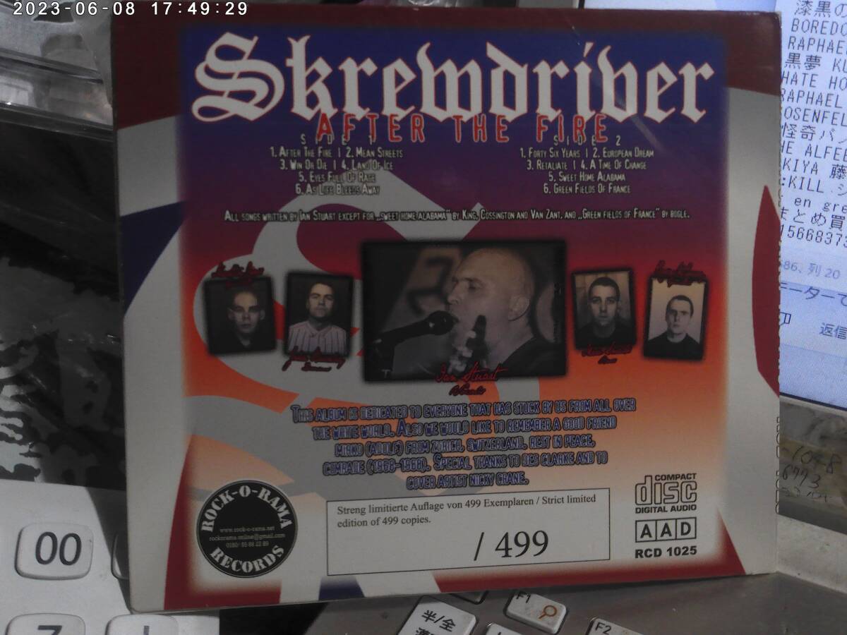 Skrewdriver スクリュードライヴァー / AFTER THE FIRE ドイツ盤499枚限定CD NO REMORSE BRUTAL ATTACK SKULLHEAD CONDEMNED 84 IAN STUART_画像3