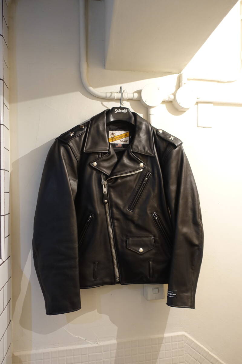 SCHOTT ショット × NEIGHBORHOOD ネイバーフッド × Kostas Seremetis ONESTAR RIDERS JACKET レザー ライダース 美品 サイズ38