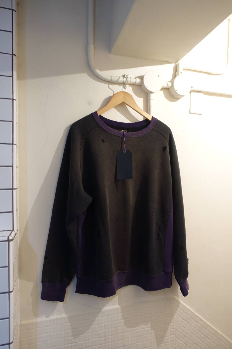 ニードルス　Needles　ダメージ加工　スウェット　PU292 NEEDLES 2-Tone Crew Neck Sweat Shirt - Cotton French Terry　定価37400円