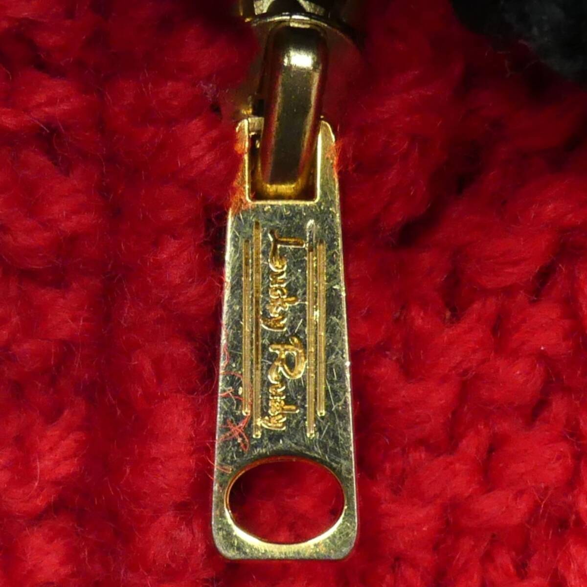 即決★Lucky Rudy★メンズ L カウチンセーター ラッキルーディー 赤 ウール ニット セーター カーディガン ジップアップ_画像5