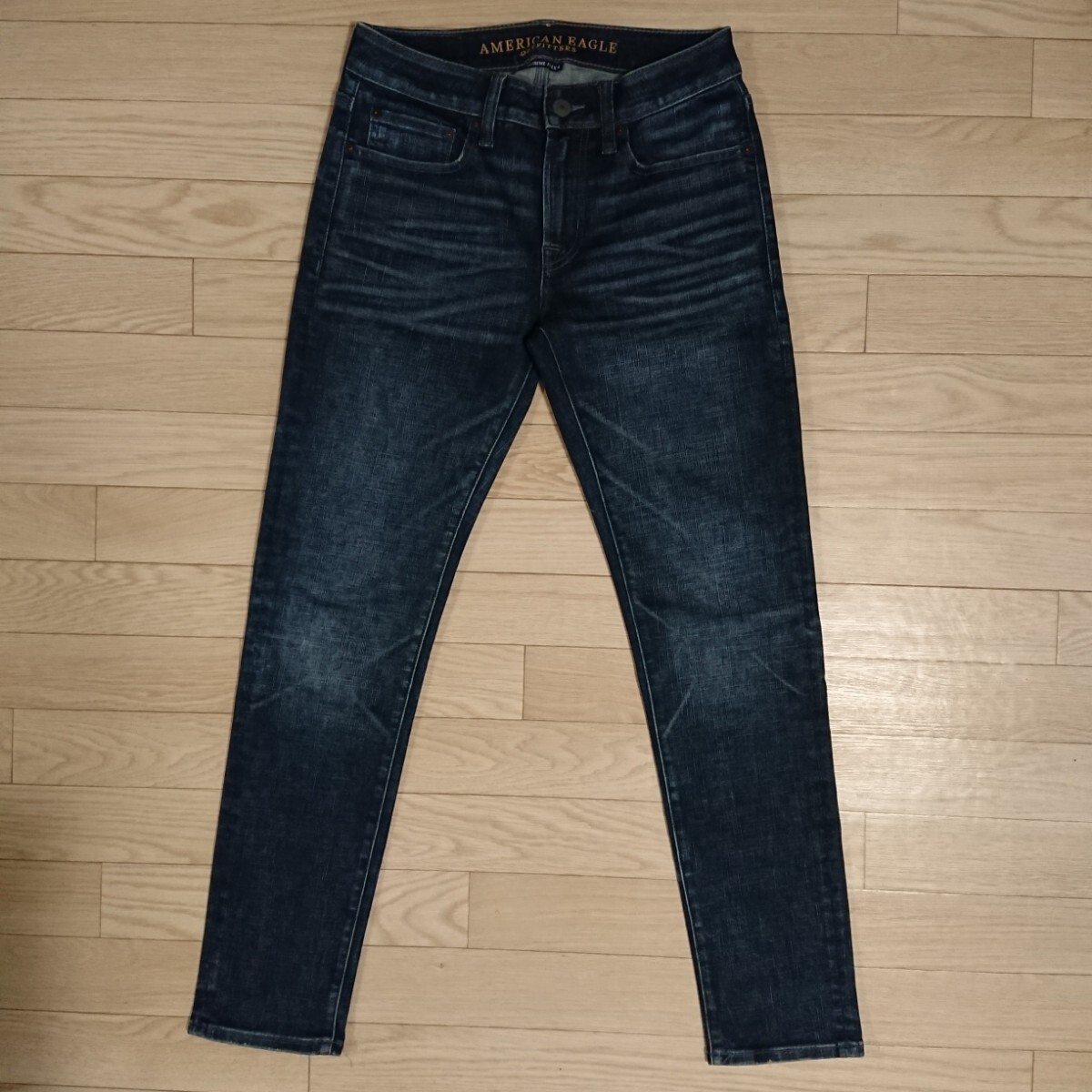 良品 AMERICAN EAGLE アメリカンイーグル スキニー EXTREME FLEX 4 デニムパンツ ストレッチ 強め インディゴ ユーズド加工 US 28 人気