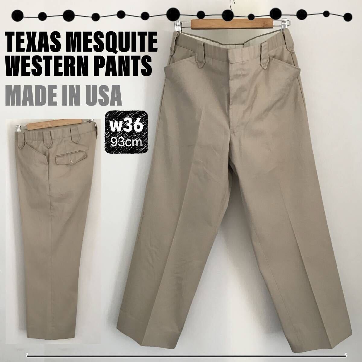 1970's Vintage★Mesquite Western Chino Pants★USA製★TEXAS ウエスタンチノパンツ★TCツイル★w36(93cm) 2308A063