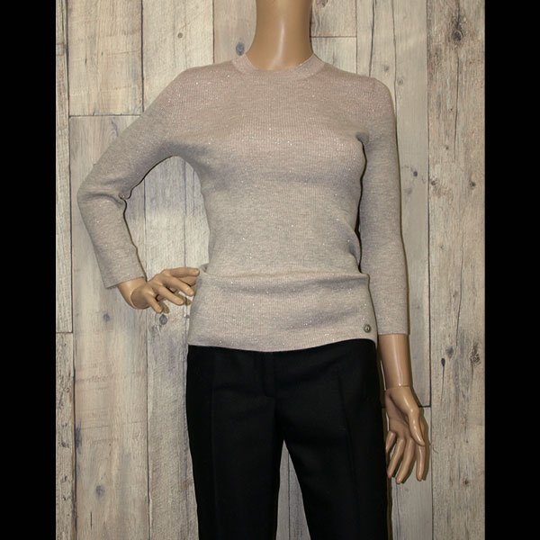 CHANEL◇シャネル  カシミヤ混合ラメ入りセーター◇七分袖 36サイズ クリーニング済み 美品_画像1