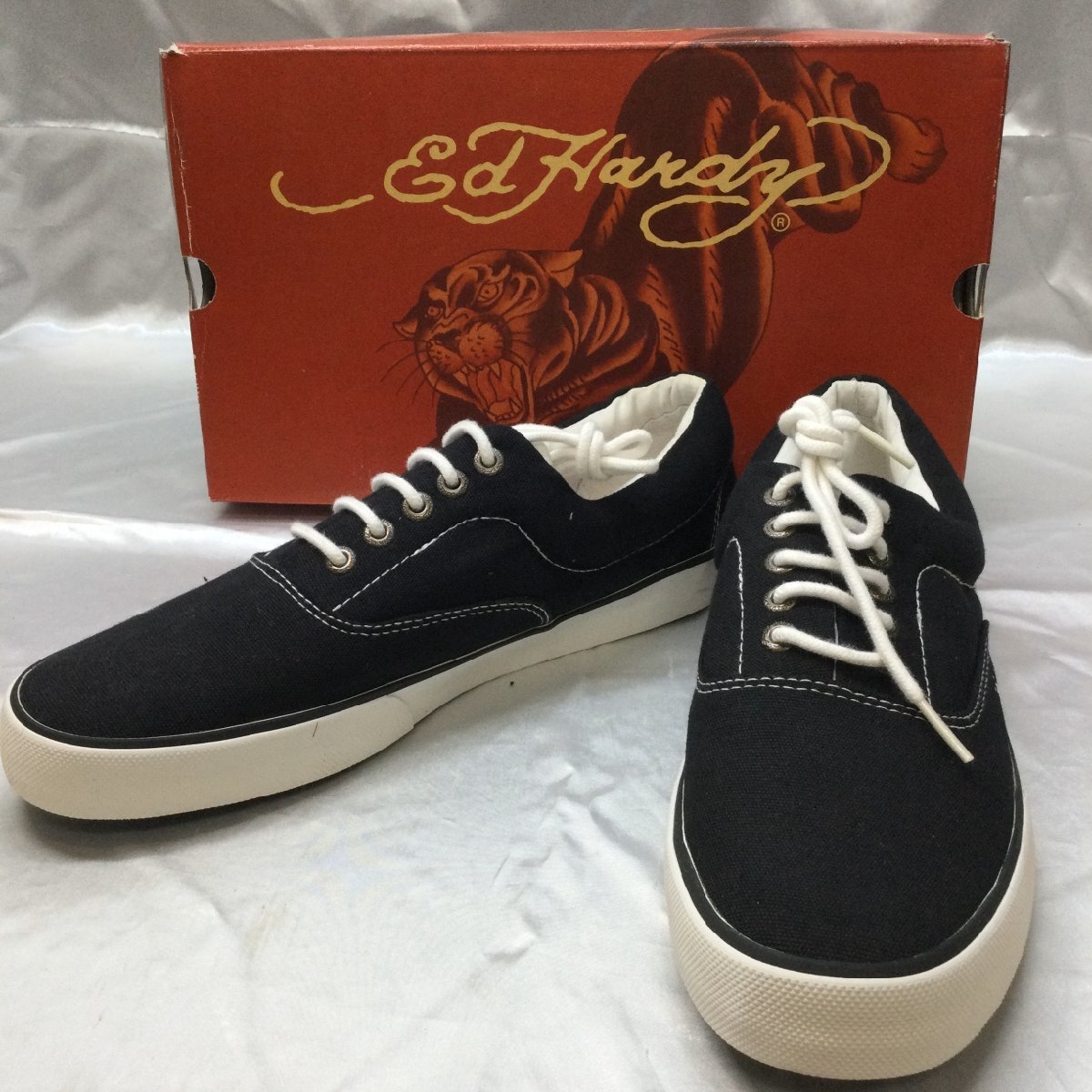 【TO/未使用/保管品/CH】Ed Hardy エドハーディー スニーカー 29cm キャンバス ブラック メンズ シューズ　MZ0111