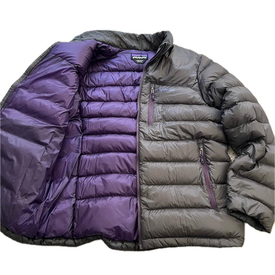 【美品】patagonia パタゴニア Fitz Roy Down Hoody フィッツロイダウンフーディー ダウンジャケット メンズ Ｌ グレー×パープル 軽量