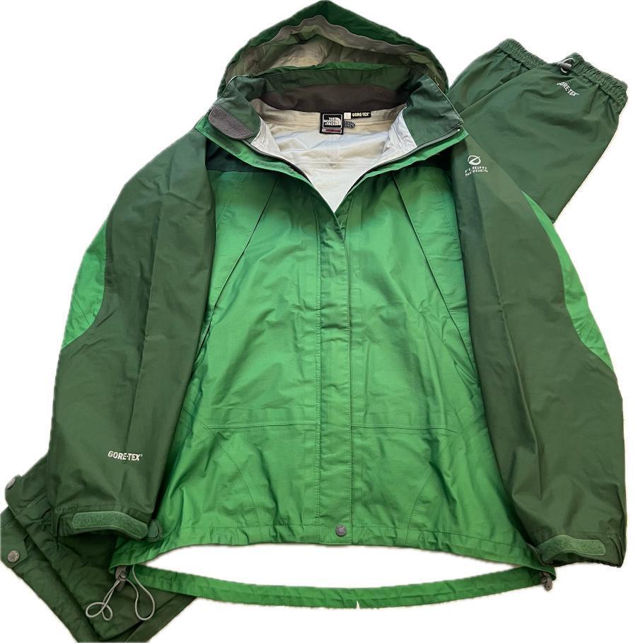 THE NORTH FACE ザノースフェイス レインテックスフライト セットアップ L 緑 サミットシリーズ ゴアテックス GORE-TEX 登山トレッキング