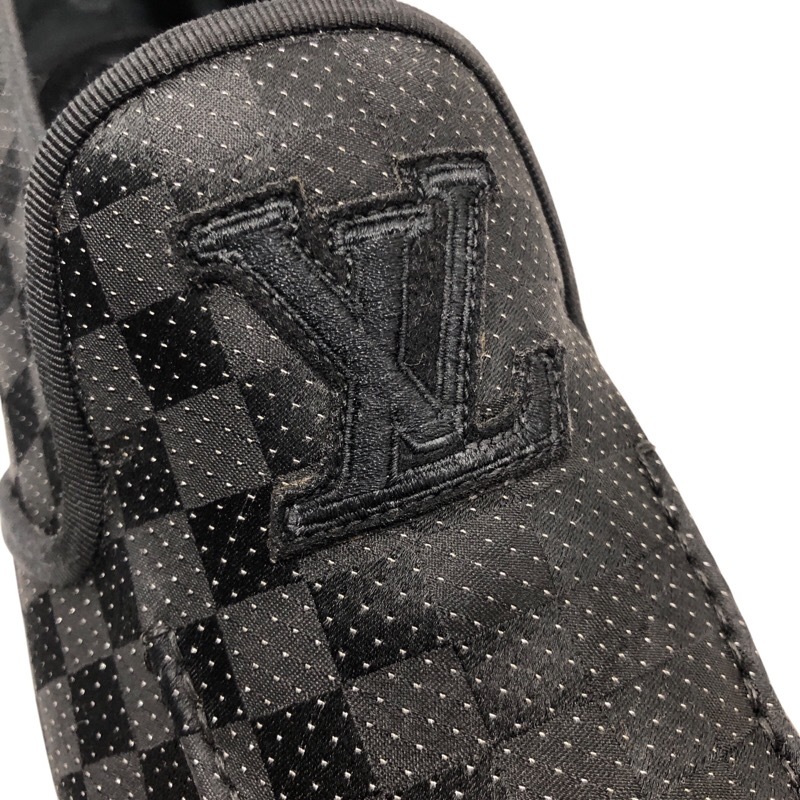 ルイ・ヴィトン LOUIS VUITTON LVロゴ 刺繍ダミエグラフィットローファー ブラック ダミエグラフィットキャンバス ローファー メンズ 中古_画像4