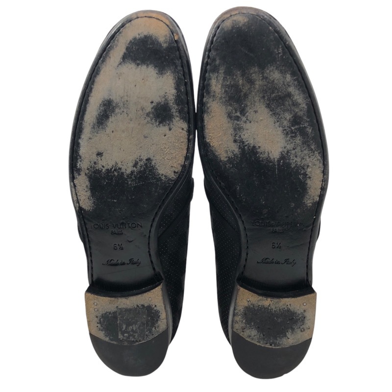 ルイ・ヴィトン LOUIS VUITTON LVロゴ 刺繍ダミエグラフィットローファー ブラック ダミエグラフィットキャンバス ローファー メンズ 中古_画像7