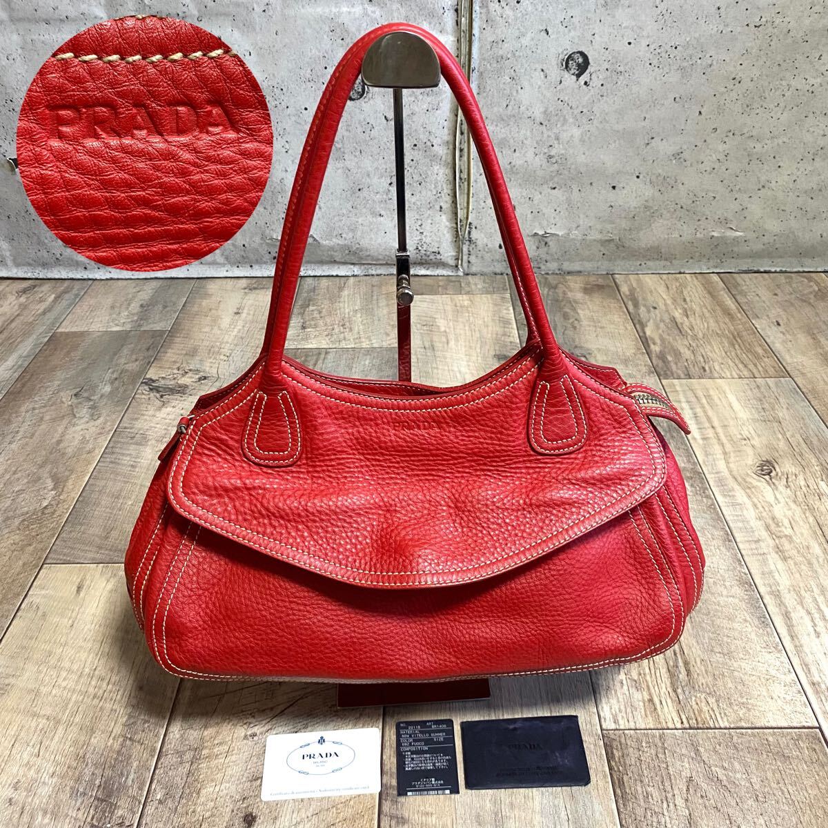 本物 PRADA プラダ アイコンロゴ ヴィッテロレザー ハンドバッグ 本物 PRADA プラダ アイコンロゴ ヴィッテロレザー ハンドバッグ