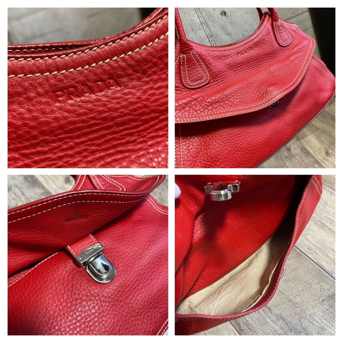 本物 PRADA プラダ アイコンロゴ ヴィッテロレザー ハンドバッグ 本物 PRADA プラダ アイコンロゴ ヴィッテロレザー ハンドバッグ