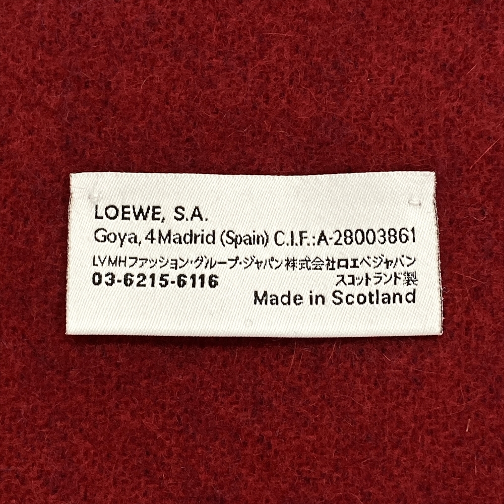 ロエベ LOEWE マフラー ウール アンゴラ ネイビー レッド バイカラー アナグラム